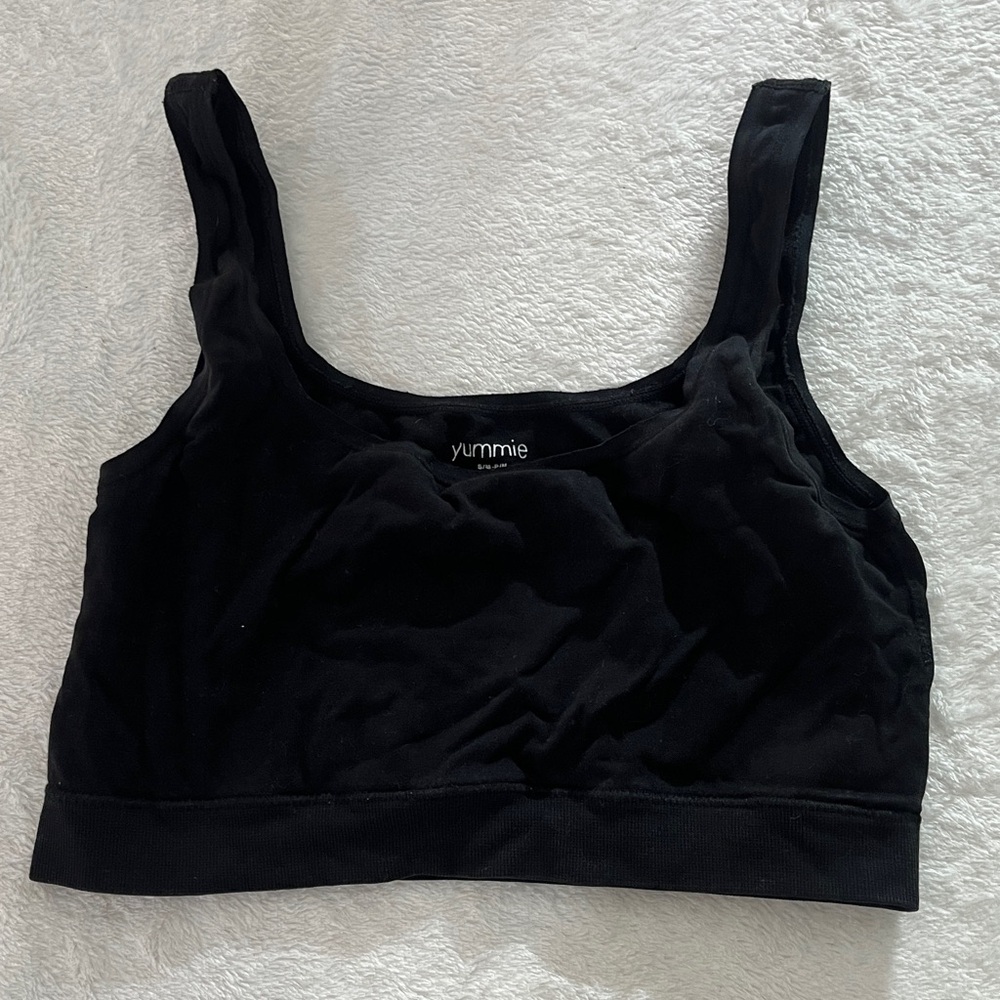 Yummie Tummie Bralette Solid Black Seamless Wireless Tanya Bralette Softserve S